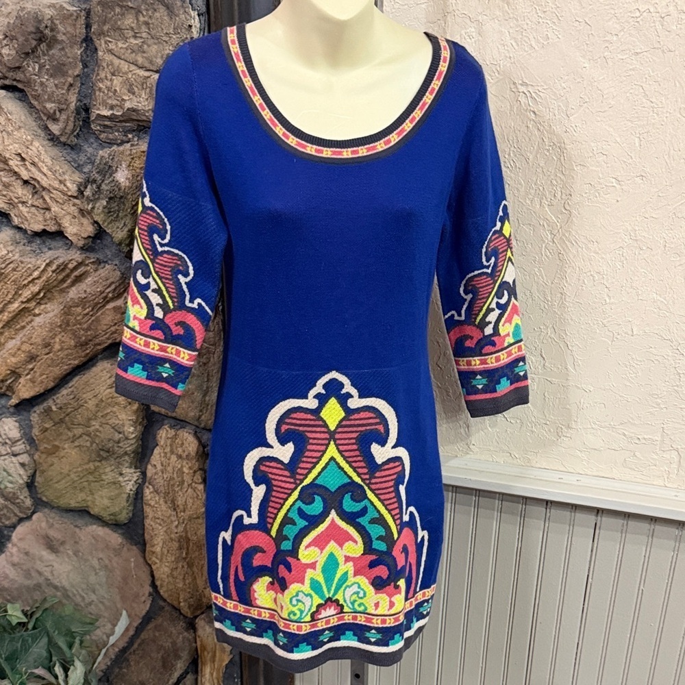 Blue Rain Women's Dress with Multicolor Patterns